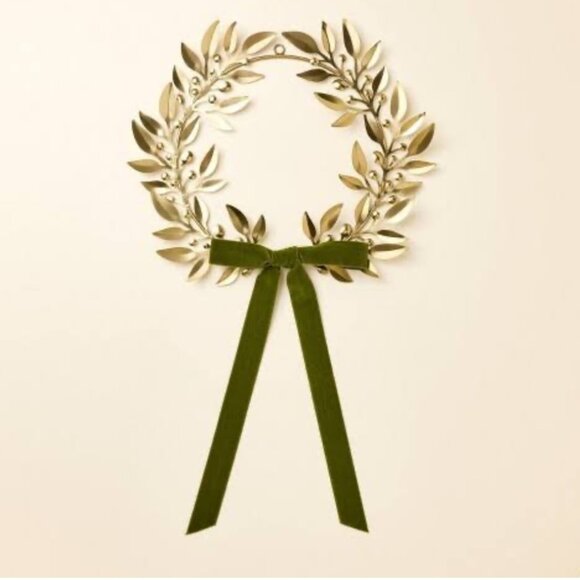 Hearth & Hand with Magnolia Brass Leaf Christmas Wreath Antique Finish NWT - Picture 3 of 10